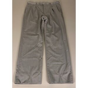 Stafford Wool Dress Pants Men's 39x32 Gray‎ Herringbone Pleated Front  EUC
